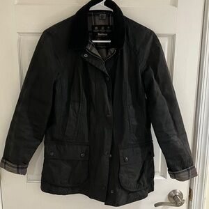Barbour Black Waxed Beadnell Jacket with Detachable Hood